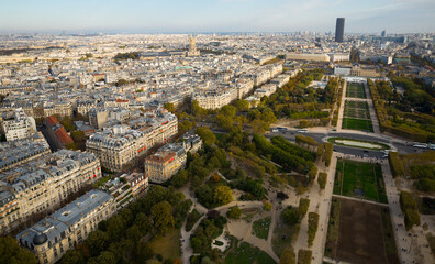 Panoramic view of Paris cityscape in autumn day, France