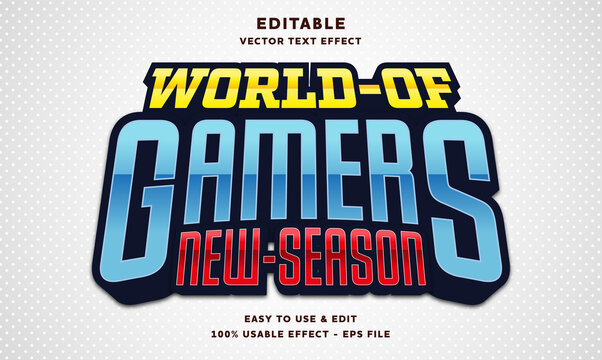 world of gamers editable text effect with modern and simple style