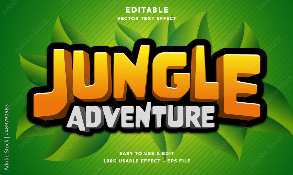 Wall mural jungle adventure editable text effect with modern and simple style