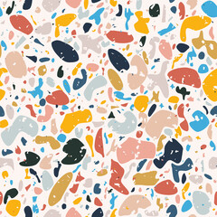 Terrazzo flooring vector seamless pattern. Texture of classic italian type of floor in Venetian style composed of natural stone, granite, quartz, marble, glass and concrete
