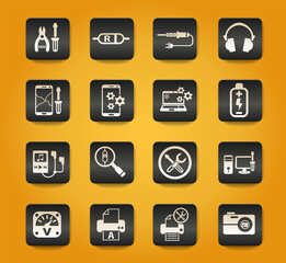 electronics repair icon set