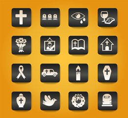 funeral services icon set