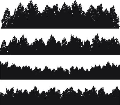 Forest tree silhouette set