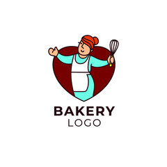 illustration logo with woman for bakery cafe cook