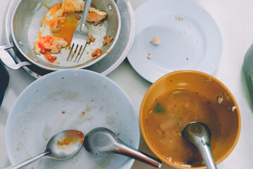 cup, plate, after eating