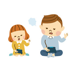 ゲームをする親子