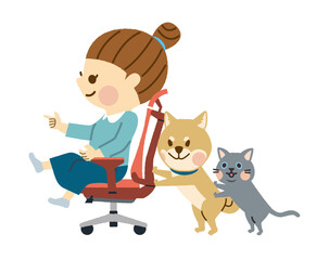 デスクチェアに座る女性