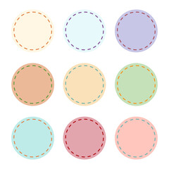 Round label tag set with dotted lines.
