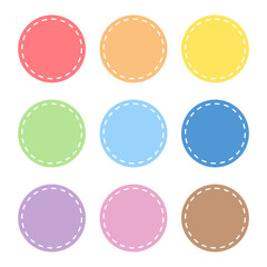 Round label tag set with dotted lines.