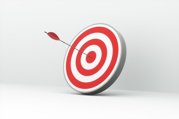 Arrow hitting the center of target. success business concept. 3d renderering.