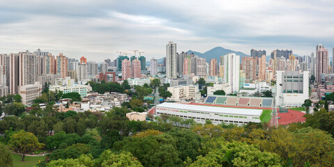 Fototapeta na wymiar Panorama of Yuen Long District, Hong Kong city