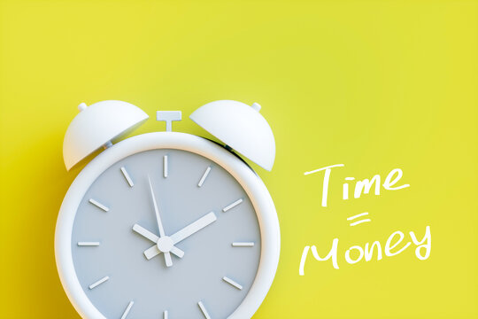 Time is money concept with alarm clock aside. 3d rendering;