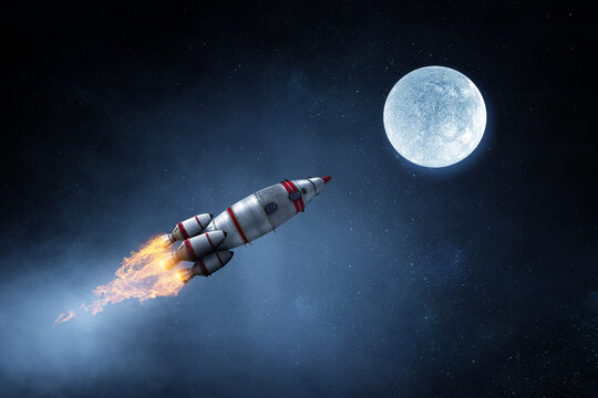 Rocket space ship . Mixed media
