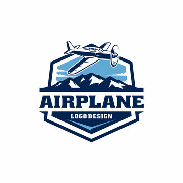 Light small airplane design. Airplane Club or Travel Logo design