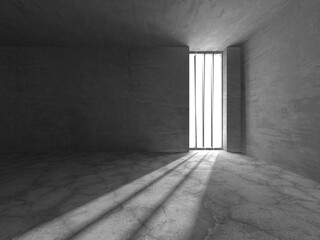 Dark Concrete Wall Architecture. Empty Room