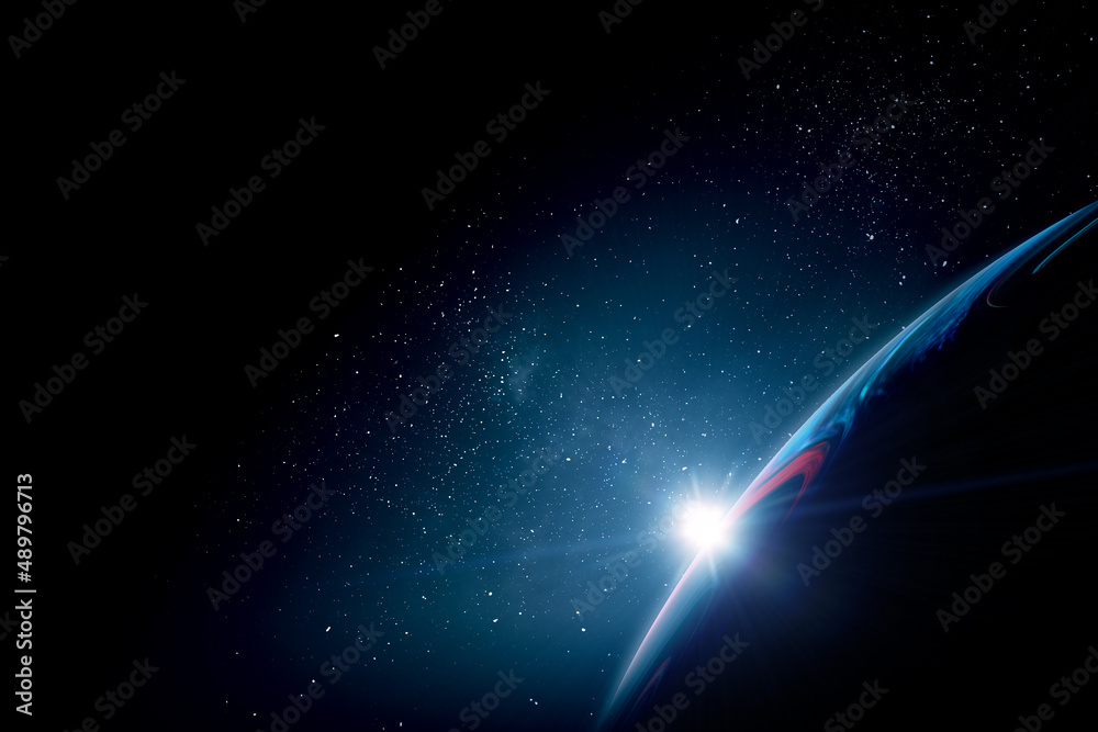 Poster image of outer space. . mixed media