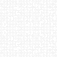 White trendy background of circles and squares in modern style, flat vector seamless illustration. Cover of gray geometric shapes in retro texture for web design or postcard.
