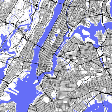 New York City street map. Raster colorful illustration.