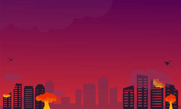 World War lll sign with bad day on city background with copy space