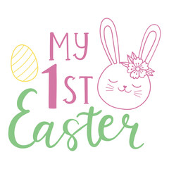 My 1st easter hand lettered quote. Kid Easter print with lettering. My first Easter for girl. Good for posters, textiles, t shirts.