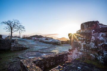sunrise at the castle walls