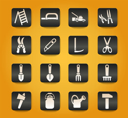 garden tools icon set