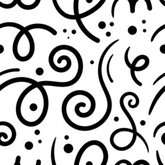 Seamless abstract pattern on white background. Vector doodle image. Graphic linear wallpaper.