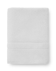 Folded white cotton towel on white