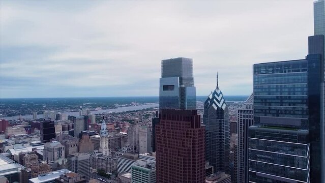 Drone over the city of Philadelphia.