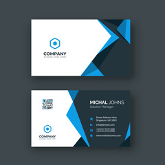 Modern creative and clean business card Design template. Blue and white template
