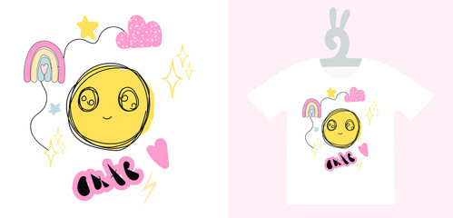 Modern kids print for textiles, prints, wall art. Baby Prints on T-shirts, pajamas, sweatshirts, kids fashion. Hand Drawn Nursery Art. Isolated vector illustration