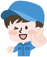 指をさす男性作業員 