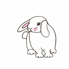 Little cute bunny rabbit vector illustration for easter or children childish greeting card