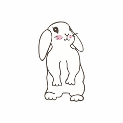 Little cute bunny rabbit vector illustration for easter or children childish greeting card