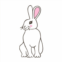 Little cute bunny rabbit vector illustration for easter or children childish greeting card