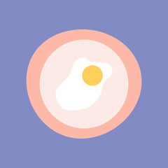 Egg omelet. Vector illustration of breakfast on bright background