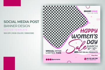 Womens day social media post sales banner design template