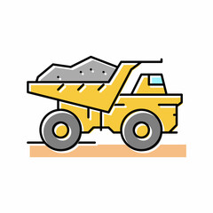 dump truck stone transportation color icon vector illustration
