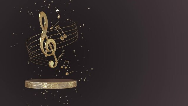 Music Background with treble clef and musical notes, loop animation 3D