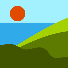Geometric landscape with eco nature environment. Vector.  - obrazy, fototapety, plakaty