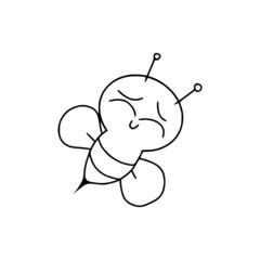 Cute little bee hand drawn icon isolated on white background