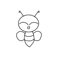 Cute little bee hand drawn icon isolated on white background
