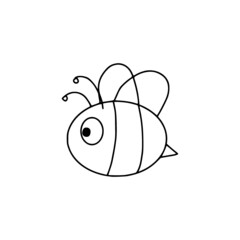 Cute little bee hand drawn icon isolated on white background