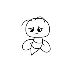 Cute little bee hand drawn icon isolated on white background