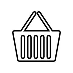 The shopping basket  icon. The black outline of a grocery basket. Vector illustration isolated on a white background for design and web. pink