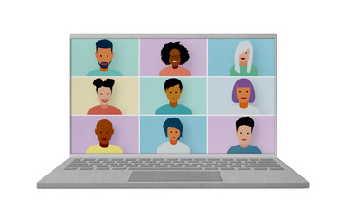 Team video call on laptop