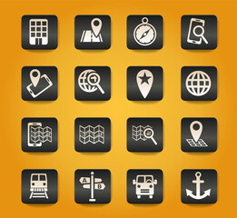 navigation ransport map icon set