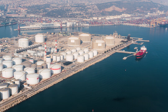 Industrial seaport on sunny day