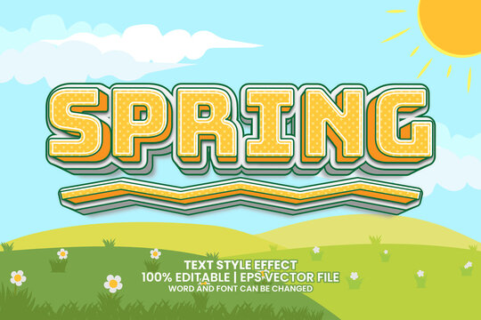 3d Spring Flat Cartoon style text effect editable