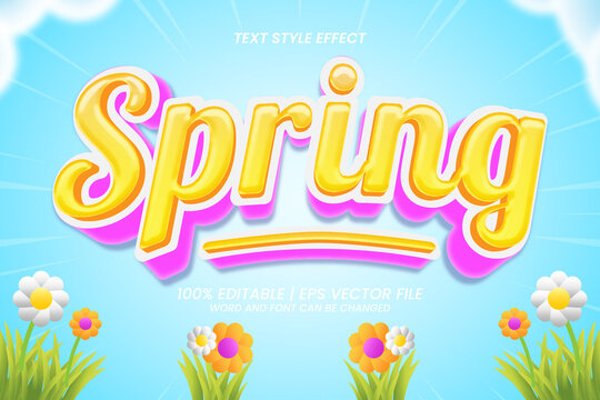 Editable text effect Spring 3d Cartoon Style